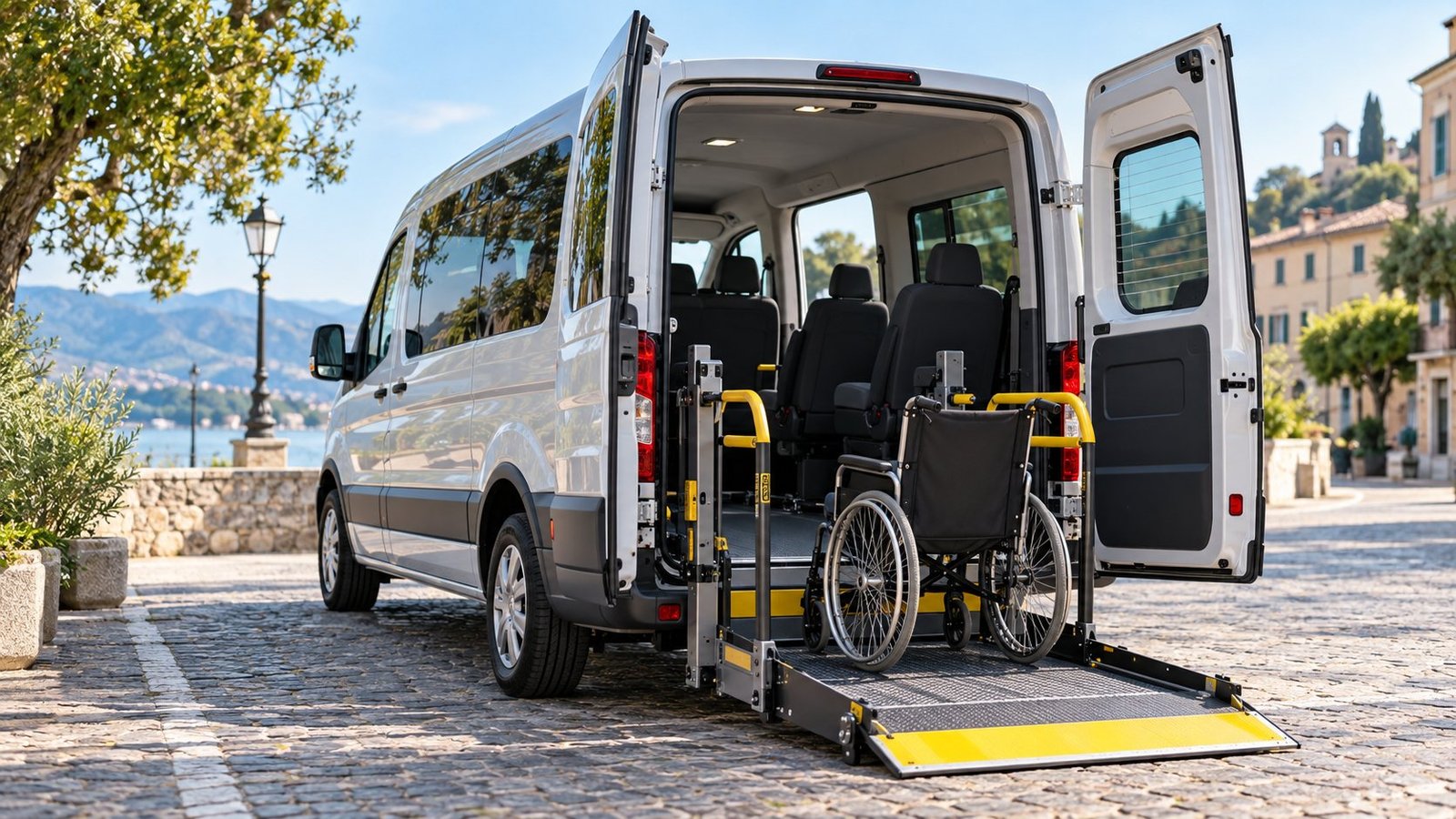 Immagine illustrativa di furgone accessibile con pedana di sollevamento per sedia a rotelle